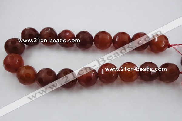 CAG3669 15.5 inches 24mm carved round matte red agate beads