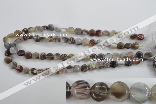 CAG3712 15.5 inches 10mm flat round botswana agate beads wholesale