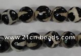 CAG3842 15.5 inches 10mm faceted round tibetan agate beads wholesale