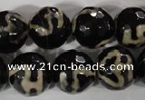 CAG3855 15.5 inches 16mm faceted round tibetan agate beads wholesale