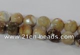 CAG3862 15.5 inches 8mm faceted round fire crackle agate beads