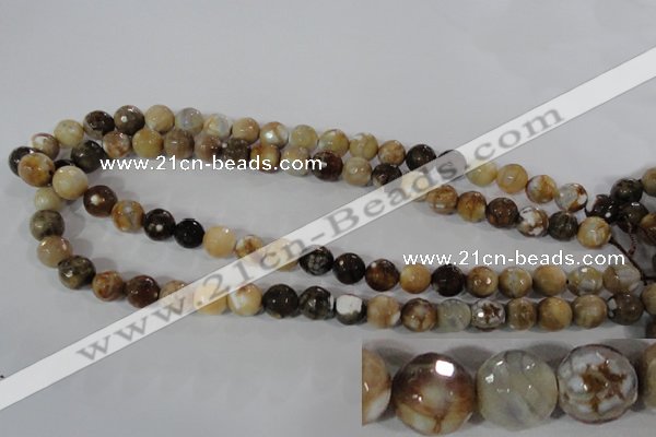 CAG3862 15.5 inches 8mm faceted round fire crackle agate beads