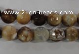 CAG3863 15.5 inches 10mm faceted round fire crackle agate beads