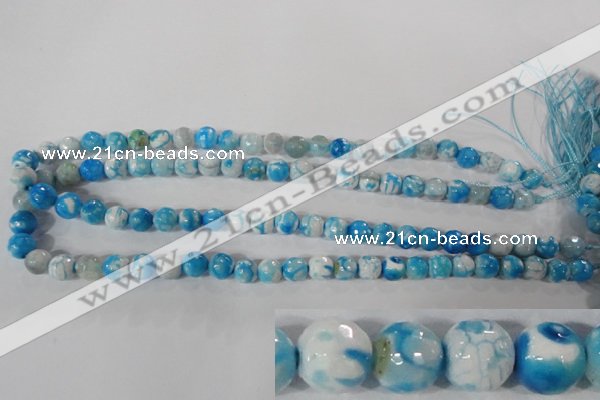 CAG3872 15.5 inches 8mm faceted round fire crackle agate beads