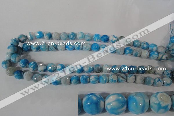 CAG3873 15.5 inches 10mm faceted round fire crackle agate beads