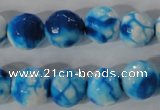 CAG3874 15.5 inches 12mm faceted round fire crackle agate beads