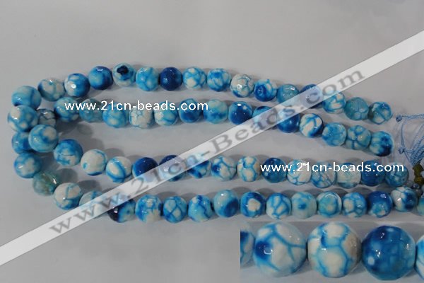 CAG3874 15.5 inches 12mm faceted round fire crackle agate beads