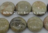 CAG3907 15.5 inches 18mm flat round chrysanthemum agate beads