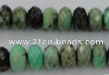 CAG3914 15.5 inches 7*12mm faceted rondelle green grass agate beads