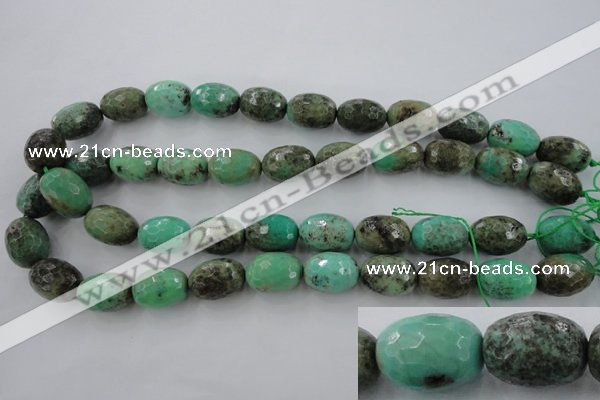 CAG3920 15.5 inches 13*18mm faceted rice green grass agate beads