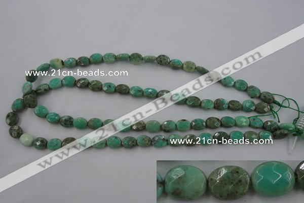 CAG3930 15.5 inches 8*10mm faceted oval green grass agate beads