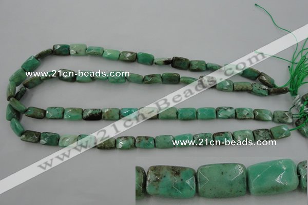 CAG3934 15.5 inches 8*12mm faceted rectangle green grass agate beads