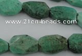 CAG3940 15.5 inches 13*19mm faceted freeform green grass agate beads