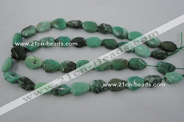 CAG3940 15.5 inches 13*19mm faceted freeform green grass agate beads