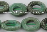 CAG3945 15.5 inches 13*18mm oval donut green grass agate beads