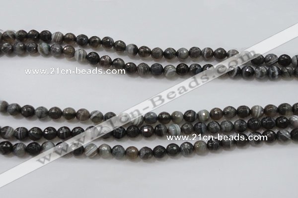 CAG3951 15.5 inches 6mm faceted round grey botswana agate beads