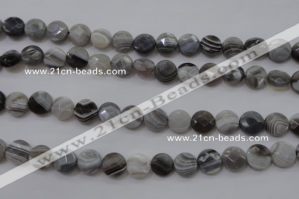 CAG3960 15.5 inches 10mm faceted coin grey botswana agate beads