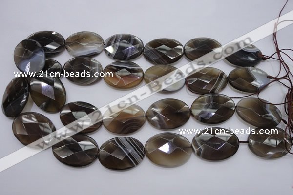 CAG3976 15.5 inches 22*30mm faceted oval grey botswana agate beads