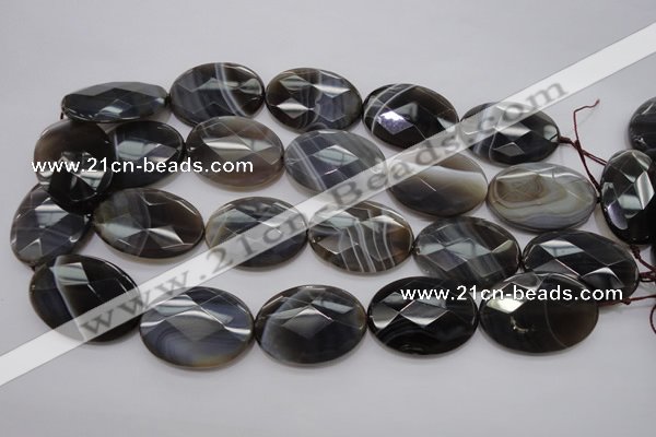 CAG3977 15.5 inches 25*35mm faceted oval grey botswana agate beads