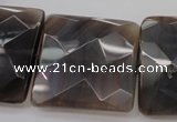 CAG3985 15.5 inches 30*30mm faceted square grey botswana agate beads