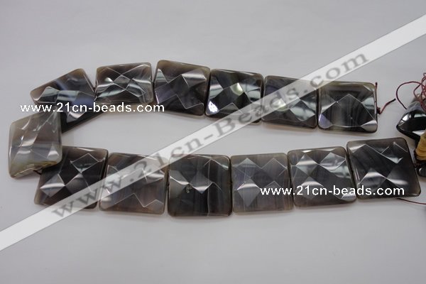 CAG3985 15.5 inches 30*30mm faceted square grey botswana agate beads