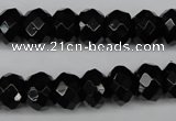 CAG3995 15.5 inches 8*12mm faceted rondelle black agate beads