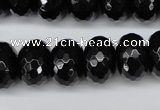 CAG3997 15.5 inches 12*16mm faceted rondelle black agate beads