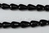 CAG4000 15.5 inches 8*10mm faceted teardrop black agate beads