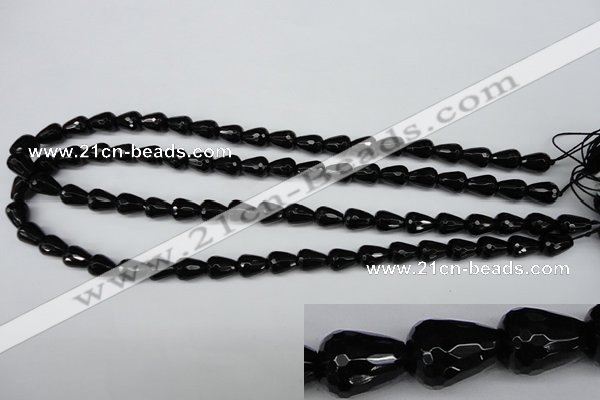 CAG4000 15.5 inches 8*10mm faceted teardrop black agate beads