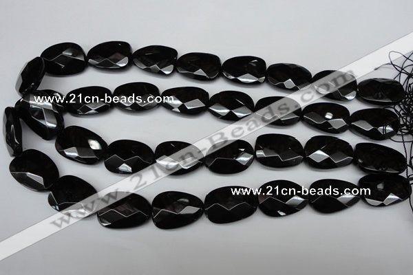 CAG4039 15.5 inches 18*23mm faceted freeform black agate beads