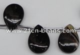 CAG4044 Top-drilled 13*18mm flat teardrop black agate beads