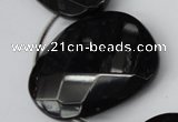 CAG4048 Top-drilled 30*40mm – 35*45mm faceted freeform black agate beads