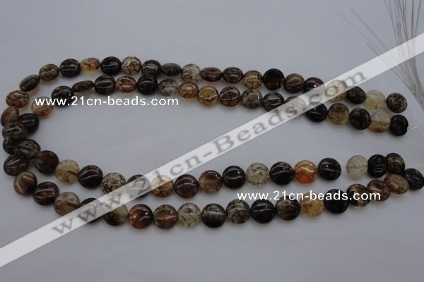 CAG4061 15.5 inches 10mm flat round dragon veins agate beads