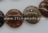 CAG4065 15.5 inches 20mm flat round dragon veins agate beads