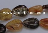 CAG4079 15.5 inches 10*14mm flat teardrop dragon veins agate beads