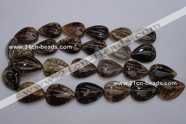 CAG4084 15.5 inches 22*30mm flat teardrop dragon veins agate beads