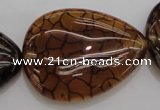 CAG4086 15.5 inches 30*40mm flat teardrop dragon veins agate beads