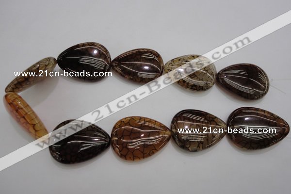 CAG4086 15.5 inches 30*40mm flat teardrop dragon veins agate beads