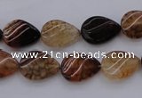 CAG4095 15.5 inches 10*14mm twisted flat teardrop dragon veins agate beads