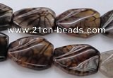 CAG4111 15.5 inches 18*25mm twisted rectangle dragon veins agate beads