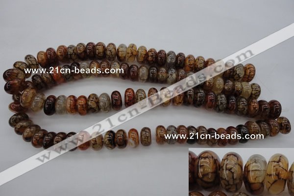 CAG4119 15.5 inches 8*15mm rondelle dragon veins agate beads