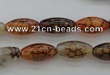 CAG4125 15.5 inches 8*16mm rice dragon veins agate beads