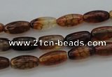 CAG4126 15.5 inches 6*12mm rice dragon veins agate beads