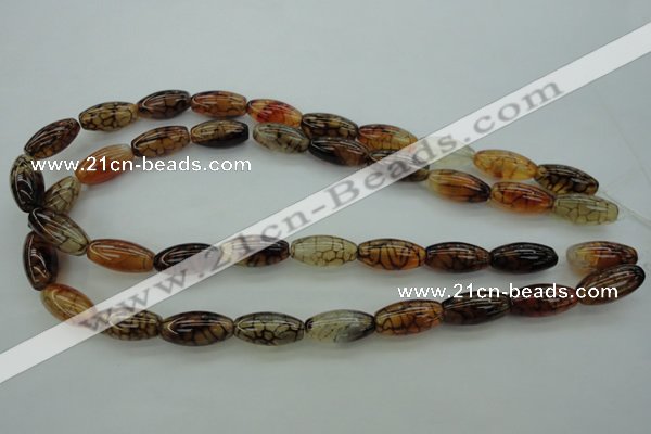 CAG4127 15.5 inches 10*20mm rice dragon veins agate beads