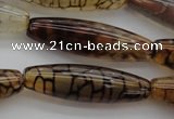 CAG4129 15.5 inches 12*40mm rice dragon veins agate beads