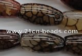 CAG4130 15.5 inches 15*30mm rice dragon veins agate beads