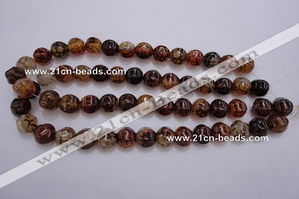 CAG4144 15.5 inches 14*14mm pumpkin dragon veins agate beads