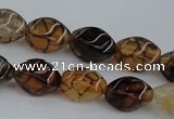 CAG4148 15.5 inches 6*10mm twisted rice dragon veins agate beads