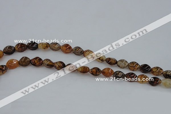 CAG4148 15.5 inches 6*10mm twisted rice dragon veins agate beads