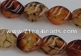 CAG4150 15.5 inches 8*12mm twisted rice dragon veins agate beads